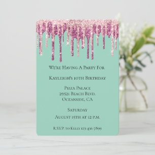 Invitación Purpurina de crema de hielo de Rubor rosa Mint Dri