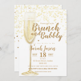Invitación Purpurina de cristal de brunch y bubbly oro Inv