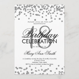 Invitación Purpurina de cumpleaños 18 Confetti White