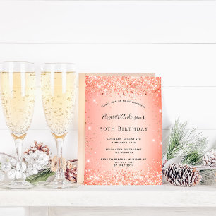 Invitación Purpurina de cumpleaños purpurina naranja