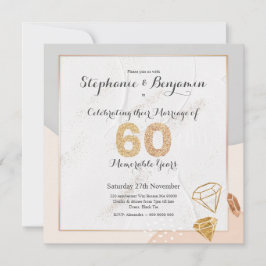 Invitación Purpurina de diamantes 60 aniversario Boda Elegant