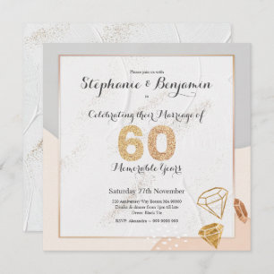 Invitación Purpurina de diamantes 60 aniversario Boda Elegant