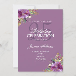 Invitación Purpurina de diamantes Flores acuáticas Mauve Cump