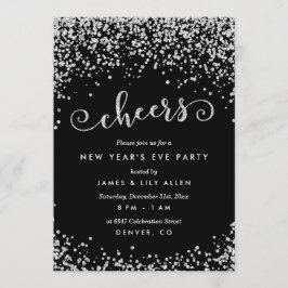 Invitación Purpurina de diamantes mira Fiesta de Año Nuevo