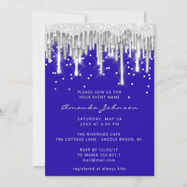 Invitación Purpurina de Drin Boda de Novias Plata Gris Real A (Anverso)