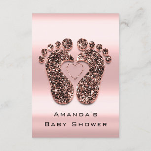 Invitación Purpurina de encendido Baby Shower Feet Rosa Rubor