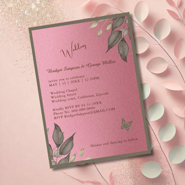 Invitación purpurina de ensueño boda follaje (Subido por el creador)