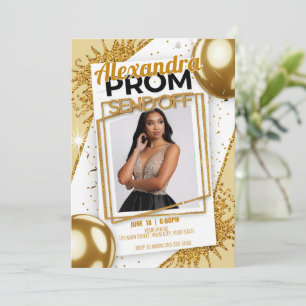 Invitación Purpurina de envío de oro editable Exquisito prom