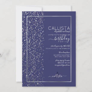 Invitación Purpurina de espárragos de plata marina Confetti S