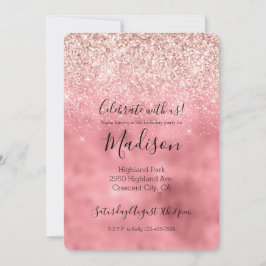 Invitación Purpurina de espuma de glam rosado