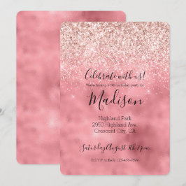 Invitación Purpurina de espuma de glam rosado