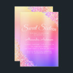 Invitación Purpurina de espuma morada rosa dulce dieciséis cu<br><div class="desc">Oro, rosa, azul y púrpura Pastel de arcoiris Ombre Faux Sparkle Purpurina Relieve metalizado metálico Dulce 16 Invitación a fiesta de cumpleaños . Esta es la invitación de 16 cumpleaños perfecta para una fiesta de cumpleaños moderna y elegante de la Purpurina Sparkle Girly. Póngase en contacto con el diseñador para...</div>