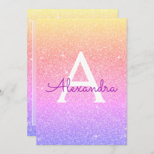 Invitación Purpurina de espuma morada rosa dulce dieciséis cu