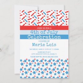 Invitación Purpurina de estrellas patrióticas del 4 de julio