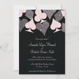 Invitación Purpurina de Faux Boda Black Pink y Silver