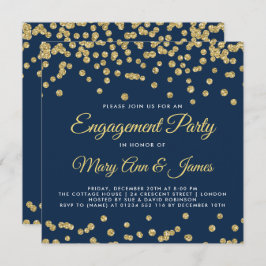 Invitación Purpurina de Faux de Oro Confetti