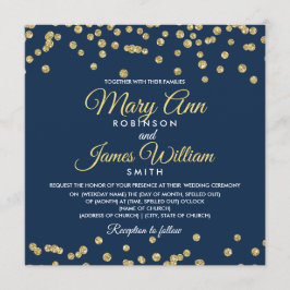 Invitación Purpurina de Faux de Oro Confetti Elegant Wedding 