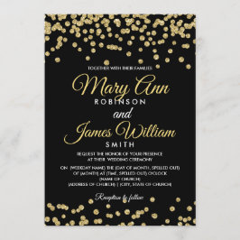 Invitación Purpurina de Faux de oro Confetti elegante Boda ne
