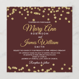 Invitación Purpurina de Faux Oro Confetti Elegant Wedding Mar