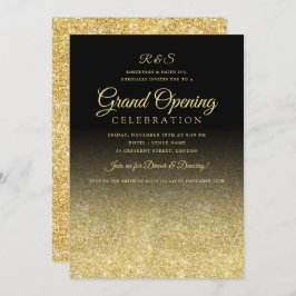 Invitación Purpurina de Glam Gold de gran apertura corporativ