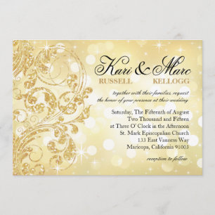 Invitación Purpurina de glamour Boda Luxe Bokeh  champán