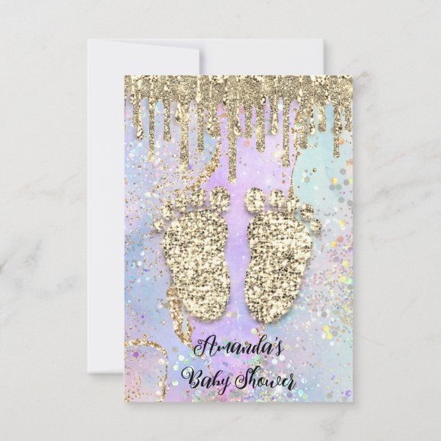 Invitación Purpurina de golosinas Chica Princesas Holograma (Reverso)