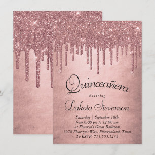 Invitación Purpurina de goteo Terra Cotta Quinceanera
