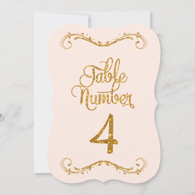 Invitación Purpurina de guiones de Fancy Tabla número 4 Bodas (Anverso)