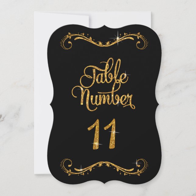 Invitación Purpurina de guiones de moda Número de tabla 11 Re (Anverso)
