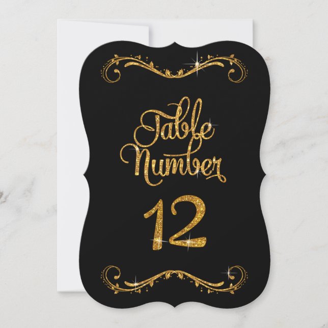 Invitación Purpurina de guiones de moda Número de tabla 12 re (Anverso)