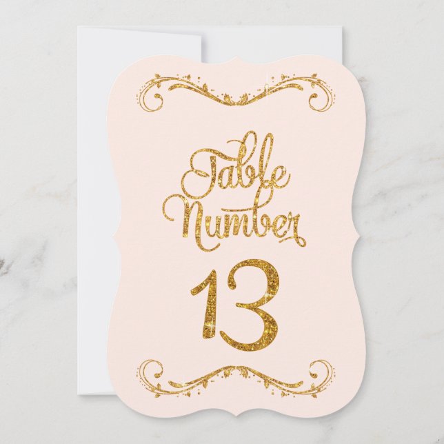 Invitación Purpurina de guiones de moda Número de tabla 13 Bo (Reverso)