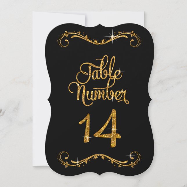 Invitación Purpurina de guiones de moda Número de tabla 14 re (Anverso)