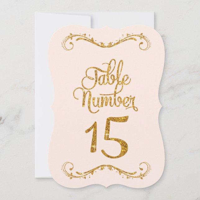 Invitación Purpurina de guiones de moda Número de tabla 15 Bo (Reverso)