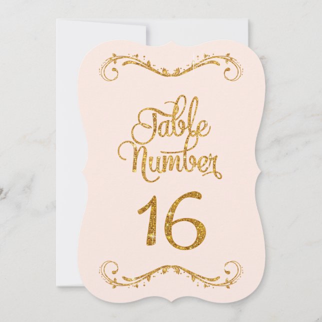 Invitación Purpurina de guiones de moda Número de tabla 16 Bo (Reverso)