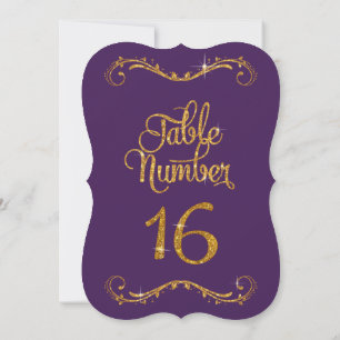 Invitación Purpurina de guiones de moda Número de tabla 16 Ce