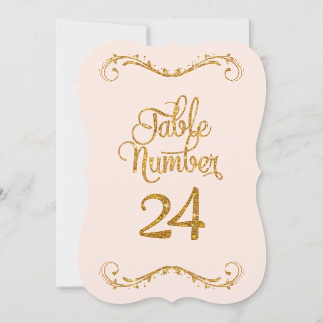 Invitación Purpurina de guiones de moda Número de tabla 24 Bo (Reverso)