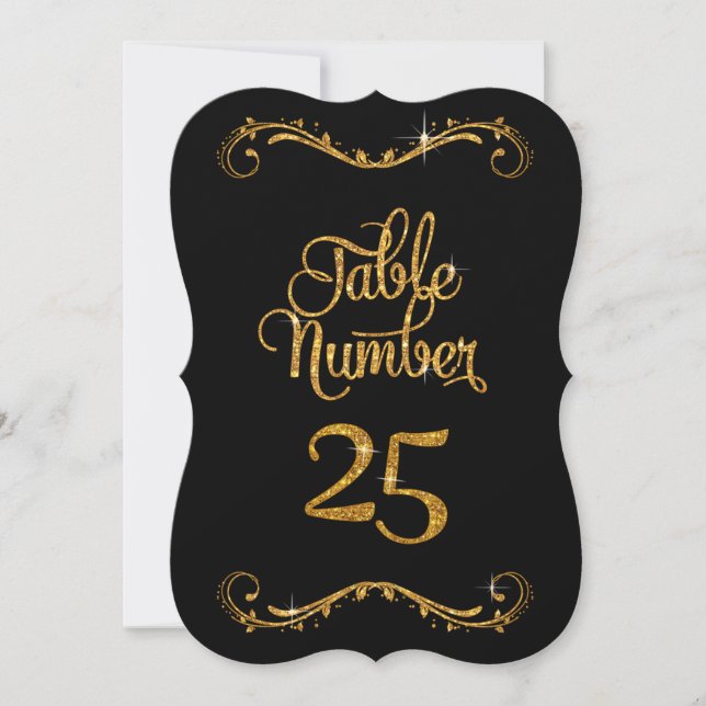 Invitación Purpurina de guiones de moda Número de tabla 25 Re (Anverso)