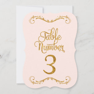 Invitación Purpurina de guiones de moda Número de tabla 3 Bod