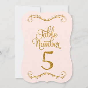 Invitación Purpurina de guiones de moda Número de tabla 5 Bod