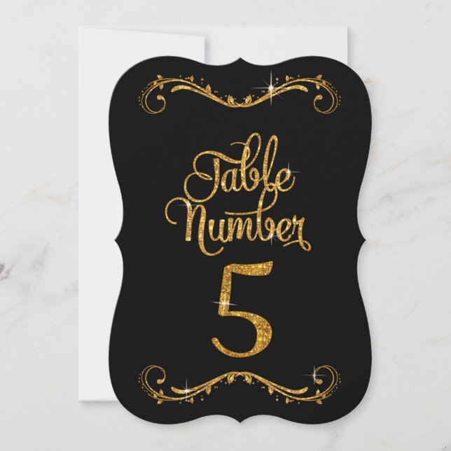 Invitación Purpurina de guiones de moda Número de tabla 5 Rec (Anverso)