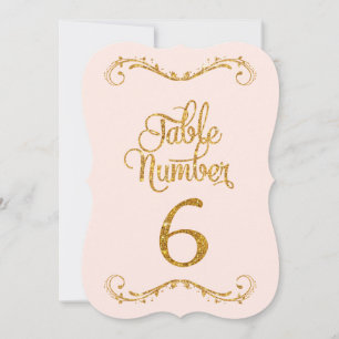 Invitación Purpurina de guiones de moda Número de tabla 6 Bod