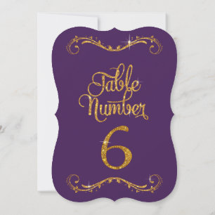 Invitación Purpurina de guiones de moda Número de tabla 6 Cen