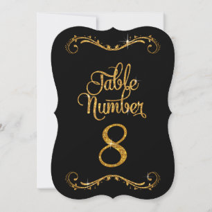 Invitación Purpurina de guiones de moda Número de tabla 8 Rec