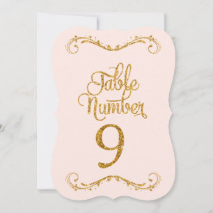 Invitación Purpurina de guiones de moda Número de tabla 9 Bod