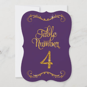 Invitación Purpurina de guiones de moda Tabla número 4 Cenas