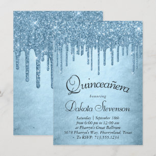 Invitación Purpurina de hielo de goteo   Espuma azul Quincean
