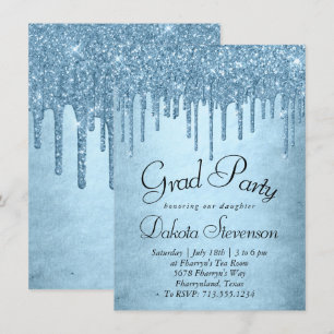 Invitación Purpurina de hielo de goteo Graduación de la esp