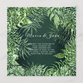 Invitación Purpurina de hoja tropical Jardín Mint Green Cali