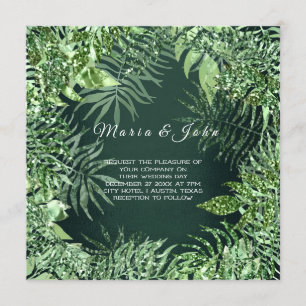 Invitación Purpurina de hoja tropical Jardín Mint Green Cali 