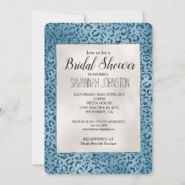 Invitación Purpurina de impresión de leopardo azul turquesa